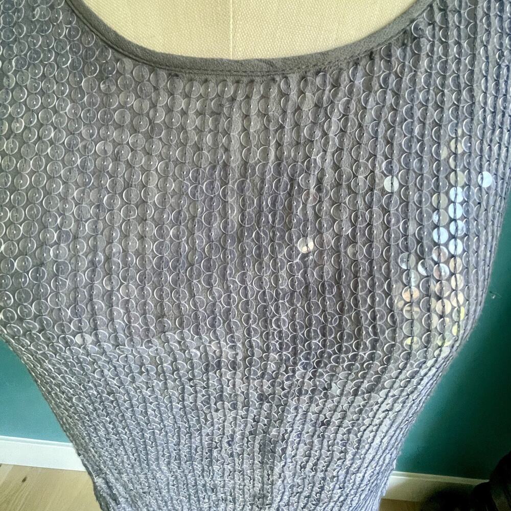 Haute Hippie 100% Silk Sequin Shift Mini Dress Size Medium Purple/Grey Boho Glam - Picture 5 of 10